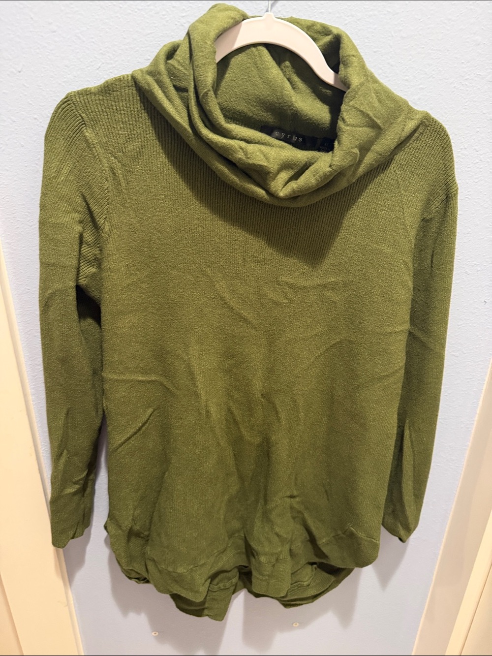 Cyrus Olive Green Cowl Neck Sweater